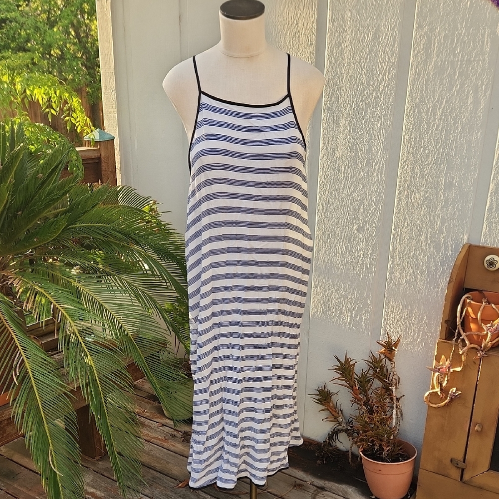 Mads Norgaard Blue and White Striped Dress Size Small
